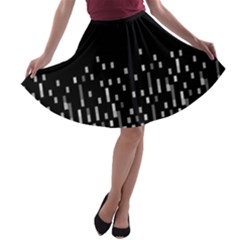 Black And White Matrix Patterned Design A-line Skater Skirt by dflcprintsclothing