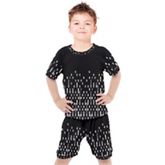 Black And White Matrix Patterned Design Kids  Tee And Shorts Set by dflcprintsclothing