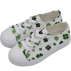 St Patricks Day Pattern Kids  Low Top Canvas Sneakers by Valentinaart