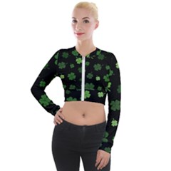 St Patricks Day Long Sleeve Cropped Velvet Jacket by Valentinaart