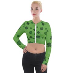 St Patricks Day Long Sleeve Cropped Velvet Jacket by Valentinaart