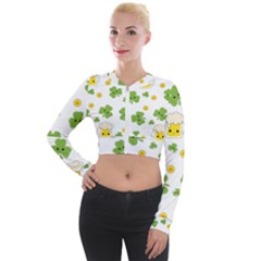 St Patricks Day Long Sleeve Cropped Velvet Jacket by Valentinaart