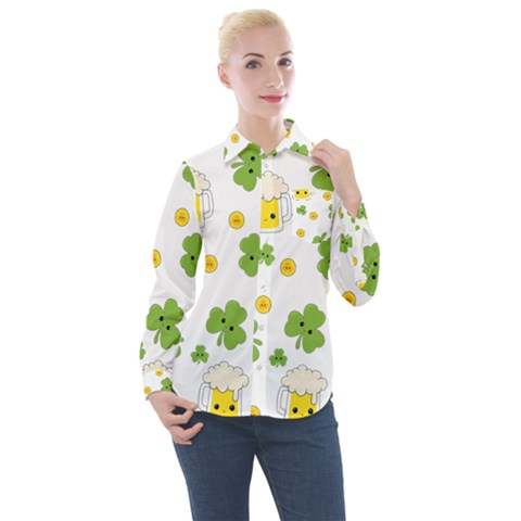 St Patricks Day Women s Long Sleeve Pocket Shirt by Valentinaart