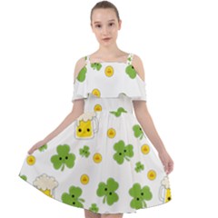 St Patricks Day Cut Out Shoulders Chiffon Dress by Valentinaart