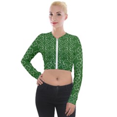 St Patricks Day Long Sleeve Cropped Velvet Jacket by Valentinaart