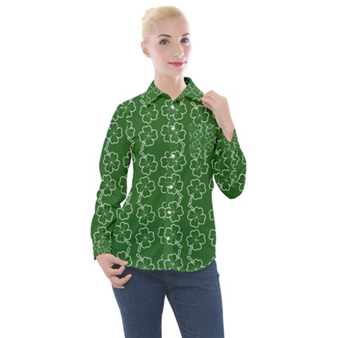 St Patricks Day Women s Long Sleeve Pocket Shirt by Valentinaart