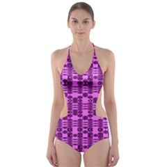 Digital Violet Cut-out One Piece Swimsuit by Sparkle