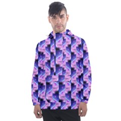 Digital Waves Men s Front Pocket Pullover Windbreaker by Sparkle