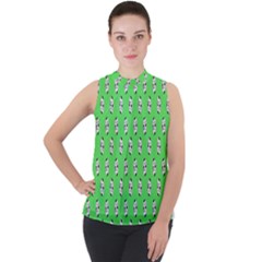 Knotty Ball Mock Neck Chiffon Sleeveless Top by Sparkle