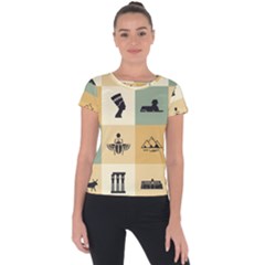 Egyptian Flat Style Icons Short Sleeve Sports Top  by Wegoenart