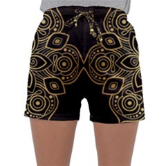 Luxury Golden Mandala Background Sleepwear Shorts by Wegoenart