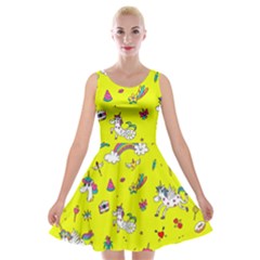 Pattern Unicorns Mermaids Horses Girlish Things Velvet Skater Dress by Wegoenart