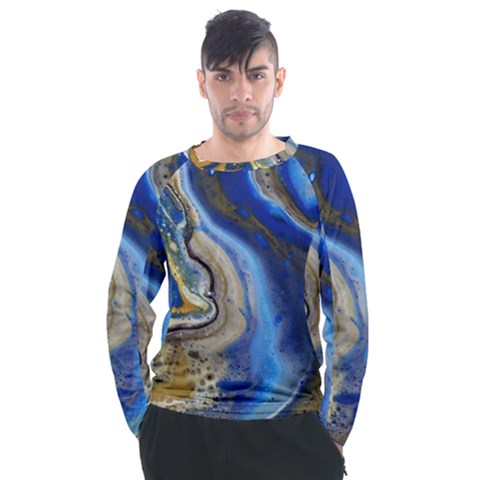 Peinture Acrylique Bleu Men s Long Sleeve Raglan Tee by kcreatif