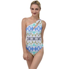 Multicolored Geometric Pattern To One Side Swimsuit by dflcprintsclothing