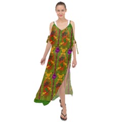 Sakura Blossoms Popart Maxi Chiffon Cover Up Dress by pepitasart