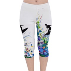 Nature Surfing Velvet Capri Leggings  by Sparkle