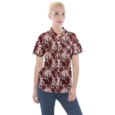 Digital Checkboard Women s Short Sleeve Pocket Shirt by Sparkle