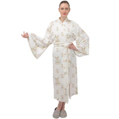 Happy Easter Motif Print Pattern Maxi Velour Kimono by dflcprintsclothing