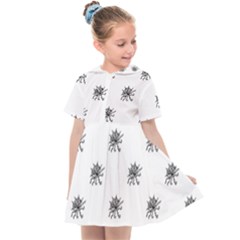 Stylized Black And White Floral Print Kids  Sailor Dress by dflcprintsclothing