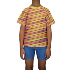 Colorful Strips Kids  Short Sleeve Swimwear by Sparkle