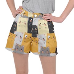 Seamless Pattern Cute Cat Cartoons Ripstop Shorts by Vaneshart