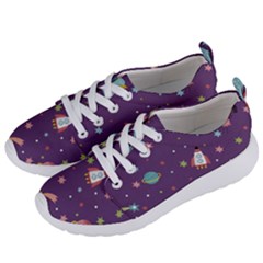 Space Travels Seamless Pattern Vector Cartoon Women s Lightweight Sports Shoes by Vaneshart