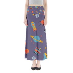 Space Seamless Pattern Full Length Maxi Skirt by Vaneshart