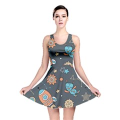 Space Seamless Pattern Reversible Skater Dress by Vaneshart