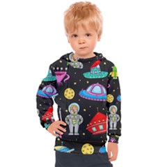 Seamless Pattern With Space Objects Ufo Rockets Aliens Hand Drawn Elements Space Kids  Hooded Pullover by Vaneshart