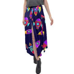 Space Patterns Velour Split Maxi Skirt by Vaneshart