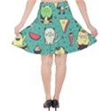 Seamless Pattern With Funny Monsters Cartoon Hand Drawn Characters Unusual Creatures Velvet High Waist Skirt View2