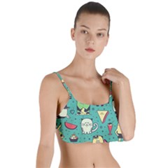 Seamless Pattern With Funny Monsters Cartoon Hand Drawn Characters Unusual Creatures Layered Top Bikini Top  by Vaneshart