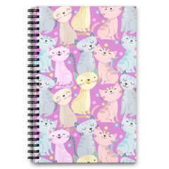 Colorful Cute Cat Seamless Pattern Purple Background 5 5  X 8 5  Notebook by Vaneshart