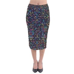 Seamless Pattern With Love Symbols Velvet Midi Pencil Skirt by Vaneshart