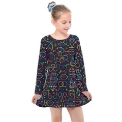 Seamless Pattern With Love Symbols Kids  Long Sleeve Dress by Vaneshart