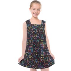 Seamless Pattern With Love Symbols Kids  Cross Back Dress by Vaneshart