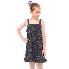 Seamless Pattern With Love Symbols Kids  Overall Dress by Vaneshart