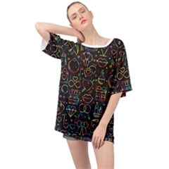 Seamless Pattern With Love Symbols Oversized Chiffon Top by Vaneshart