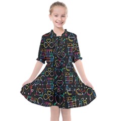 Seamless Pattern With Love Symbols Kids  All Frills Chiffon Dress by Vaneshart