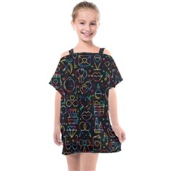 Seamless Pattern With Love Symbols Kids  One Piece Chiffon Dress by Vaneshart