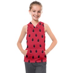 Seamless Watermelon Surface Texture Kids  Sleeveless Hoodie by Vaneshart