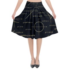 Abstract Math Pattern Flared Midi Skirt by Vaneshart