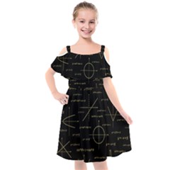 Abstract Math Pattern Kids  Cut Out Shoulders Chiffon Dress by Vaneshart