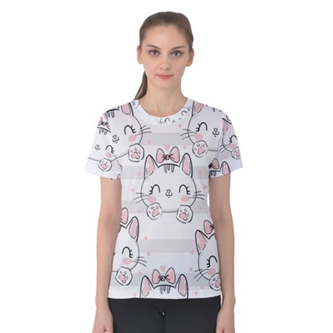 Cat With Bow Pattern Women s Cotton Tee by Vaneshart