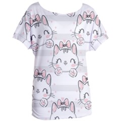 Cat With Bow Pattern Women s Oversized Tee by Vaneshart