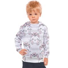 Cat With Bow Pattern Kids  Hooded Pullover by Vaneshart