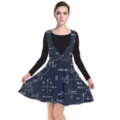 Mathematical Seamless Pattern With Geometric Shapes Formulas Plunge Pinafore Dress by Vaneshart