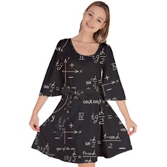 Mathematical Seamless Pattern With Geometric Shapes Formulas Velour Kimono Dress by Vaneshart