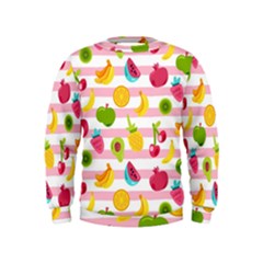 Tropical Fruits Berries Seamless Pattern Kids  Sweatshirt by Vaneshart