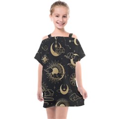 Asian Seamless Pattern With Clouds Moon Sun Stars Vector Collection Oriental Chinese Japanese Korean Kids  One Piece Chiffon Dress by Vaneshart